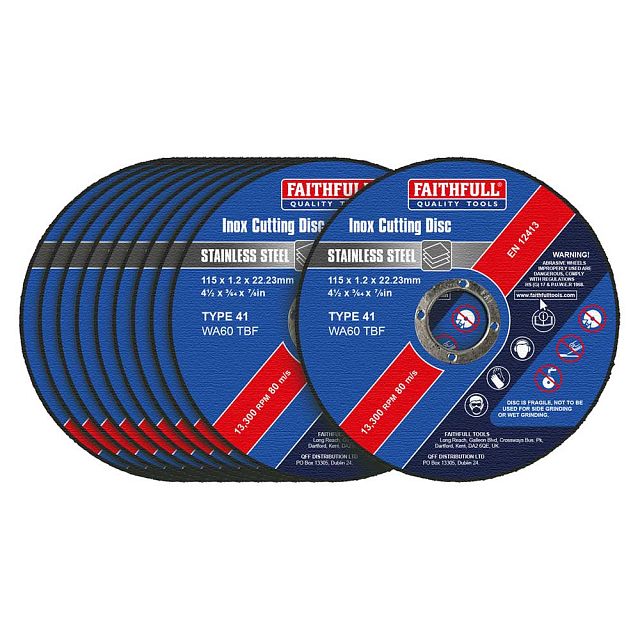 Faithfull Inox Cut Off Wheel 115mm - 10 Piece