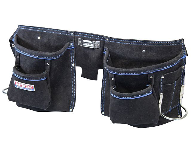 Faithfull Double Tool & Nail Pouch - Black Suede leather