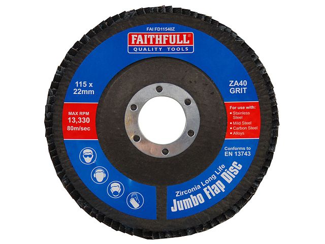 Faithfull Zirconia Abrasive Jumbo Flap Discs