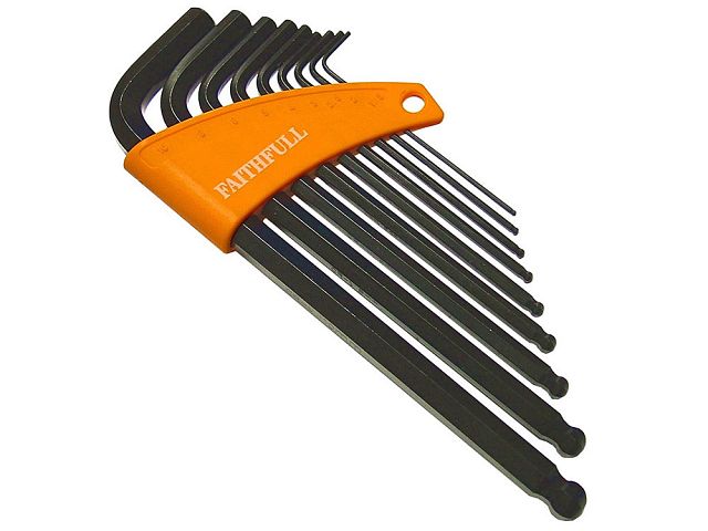 Faithfull Hex Key Set of 9 - Metric Long Arm Ball End