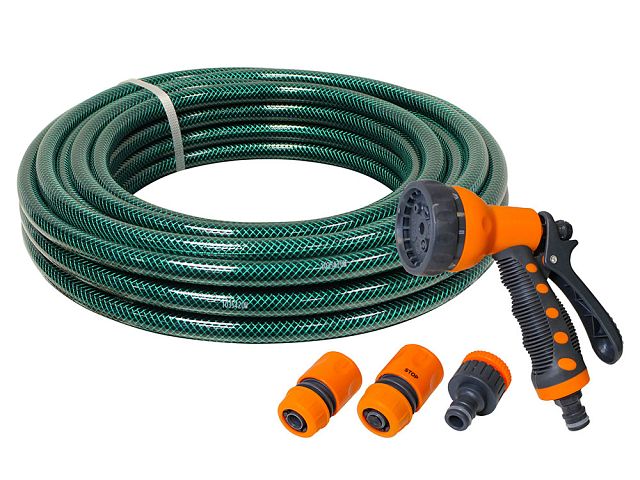 Faithfull PVC Garden Hose 15M with Fittings and Spray Gun