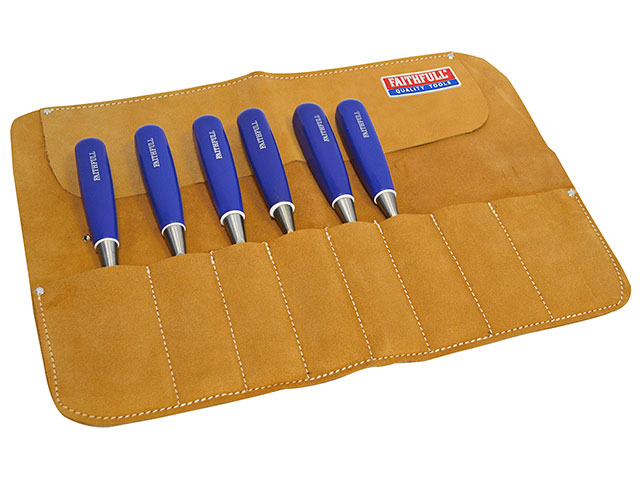 Faithfull Leather Chisel Roll - 8 Pocket