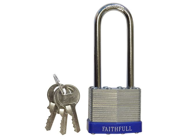 Faithfull Laminated Steel Padlock Long Shackle