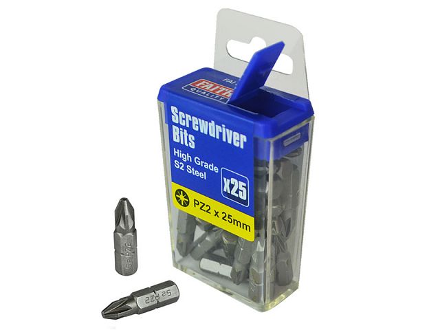 Faithfull Screwdriver Bits S2 Pozidriv PZ2 - 25 Piece