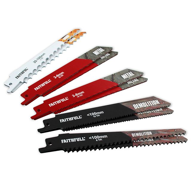 Faithfull Sabre Saw Blade Set 150mm - 10 Piece