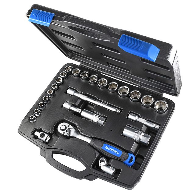 Faithfull Socket Set - 26 Piece 6-24mm - 3/8in SqDr