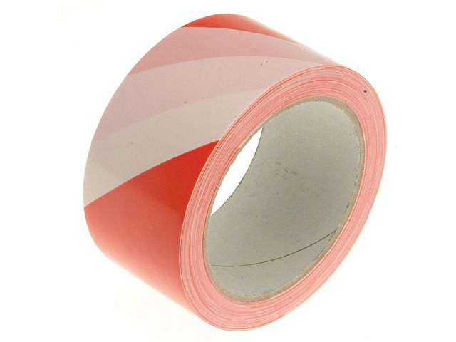 Faithfull Self-Adhesive Hazard Warning Tape Red/White 50mm x 33M