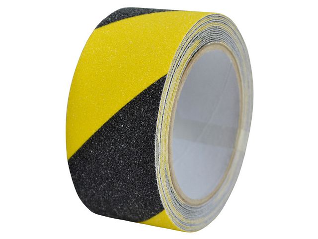Chevron Black & Yellow 50mm x 5 Metres Anti Slip Self Adhesive Safety Grit Tape 