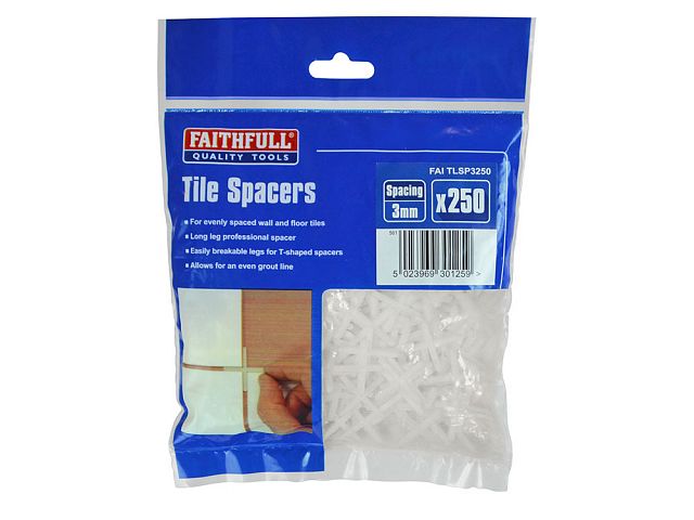 Faithfull Tile Spacer Long Leg 2mm Bag of 250 FAITLSP2250 