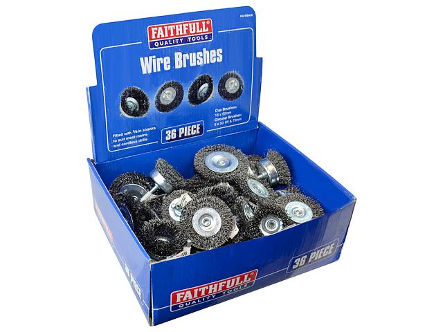 Faithfull Wire Brush Assortment 36 Piece