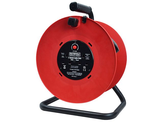 Faithfull Open Cable Reel 240V 50M 13A