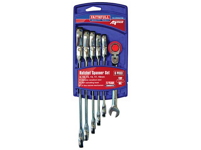 Hinged Flex Head Ratchet Combination Spanner 8 19/ mm Set of 12/ Pieces