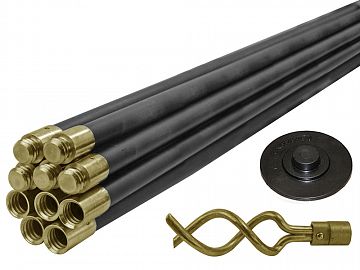 Drain Rod Set (10 x Rods, plunger, worm)