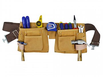 Double Tool and Nail Pouch - Tan Suede Leather