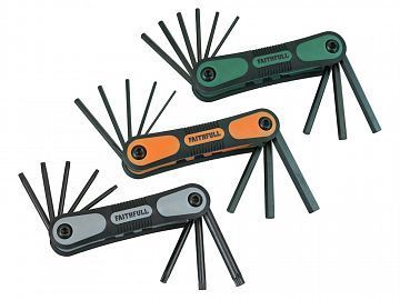 3 Folding Hex Key Sets - A/F, Metric and Star