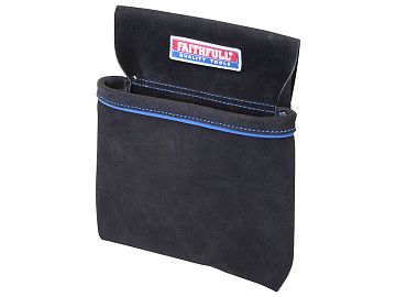 Nail Pouch Single Pocket - Black Suede Leather