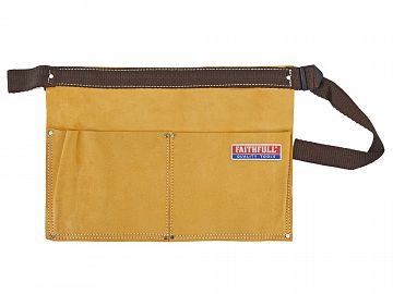 Nail Pouch Double Pocket - Tan Suede Leather