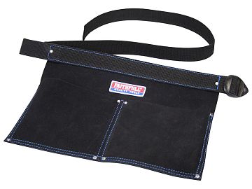 Nail Pouch Double Pocket - Black Suede leather
