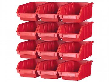 12 Plastic Wall Bins with Mounting Rails