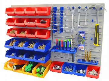 43 Piece Storage Bin Set with Wall Panels