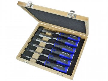Soft-Grip Bevel Edge Chisel Set of 6 in Wooden Case