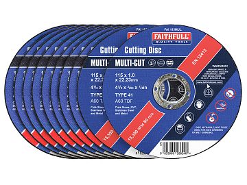 Multi-Cut Cutting Discs 115mm x 1.0 x 22.23 - Tin of 10