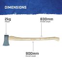 Faithfull Felling Axe FSC Hickory Shaft 2kg (4.1/2lb) 1