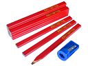 Carpenters Pencils Red (12) and Sharpener Tube