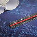 Faithfull Prestige Tri-Scale Architect Rule Black Aluminium 300mm 9
