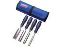 Faithfull Soft-Grip Bevel Edge Chisels - Set of 4 with Chisel Roll 2