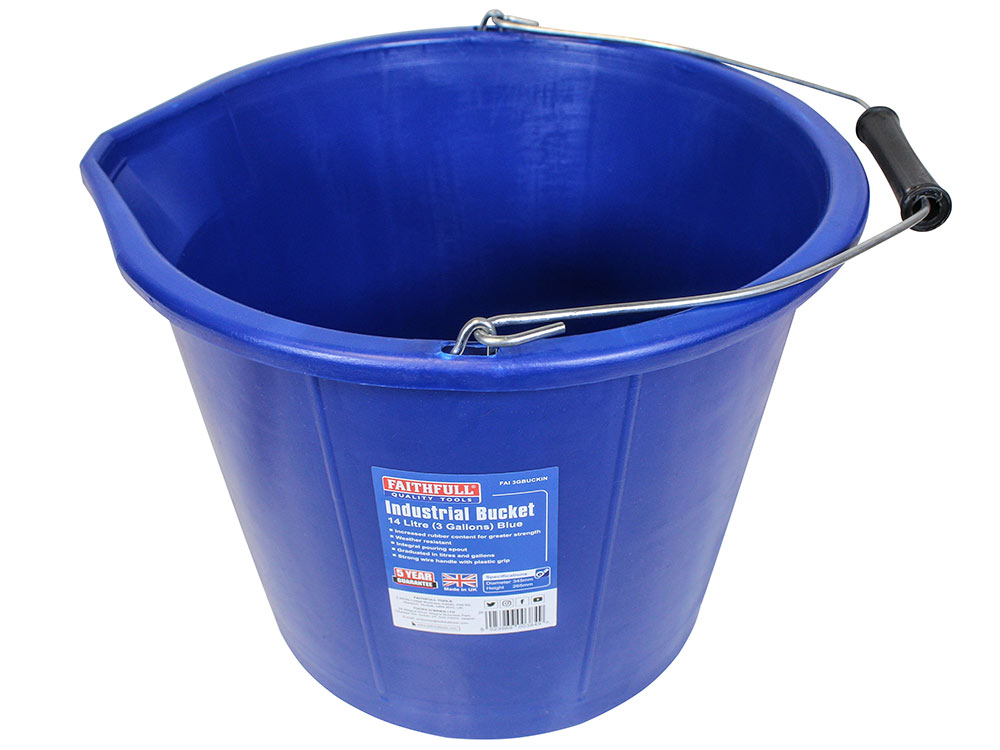 HDX 14 Qt. Blue Round Plastic Bucket with Steel Handle 8014 - The