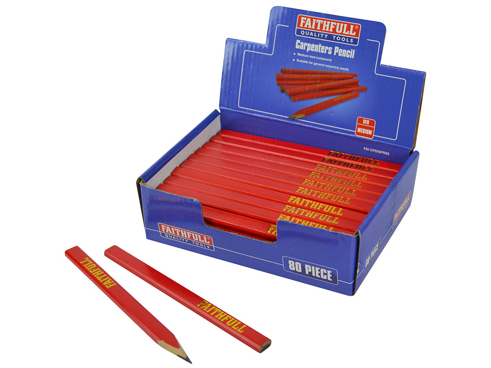 Pack 12 XMS Faithfull FAICPRKIT Carpenter's Pencil Kit Red Medium 