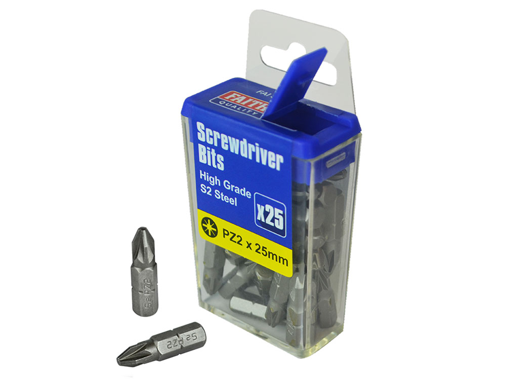 SecureBIT 25pc Magnetic PZ2 Impact Screwdriver Bits – PoziDriv No.2, 25mm, Tungsten S2 Steel